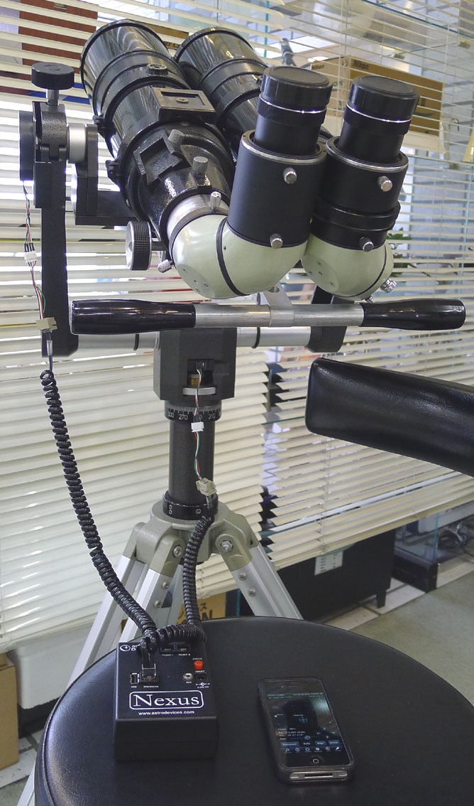 With binoculars