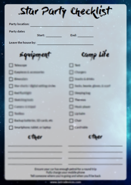 Star Party Checklist